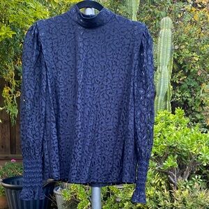 Ann Taylor Navy Lace Blouse